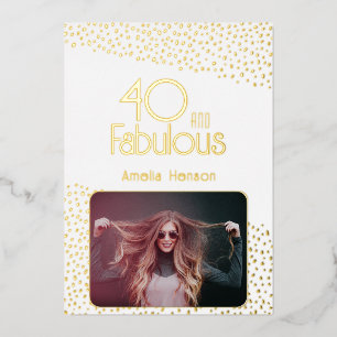 Carte photo 40 ans avec motif doré « 40 ans et fab