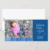 Carte photo 4x8 Peace, Love et Joie 2010 - Bleu (Devant / Derrière)