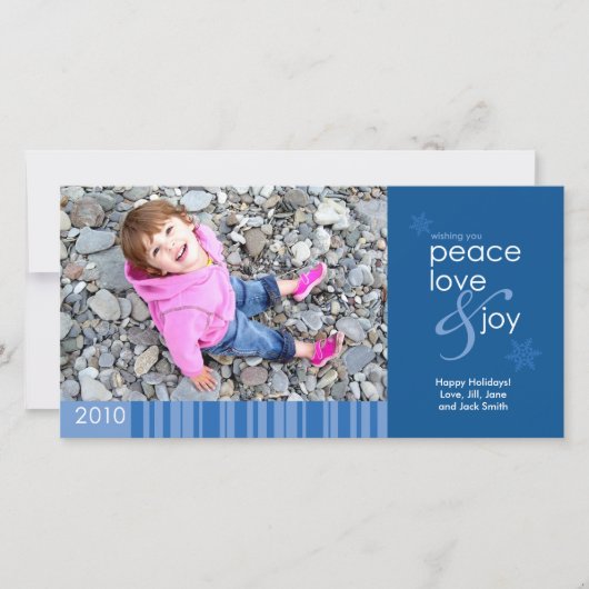 Carte photo 4x8 Peace, Love et Joie 2010 - Bleu (Devant)