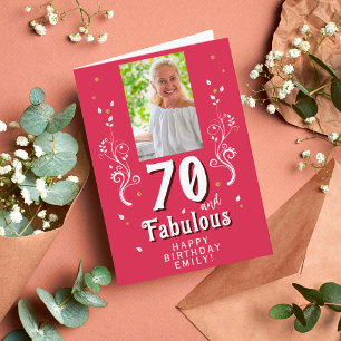 Carte Photo 70 ans & Feuillage Fabuleux Magenta 70e Anni