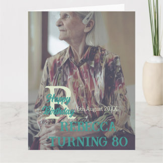 Carte Photo 80e anniversaire ajouter nom date moderne ve