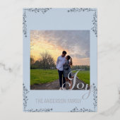 Carte photo à feuille métallique florale et feuill (Recto)