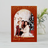 Carte photo à paillettes dorées Joyeux Noël  (Debout devant)