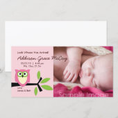 Carte photo à thème Baby Girl Owl (Devant / Derrière)