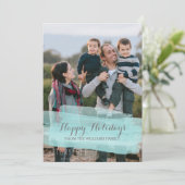 Carte Photo à Trait de Pinceau Aquarelle Turquoise (Debout devant)