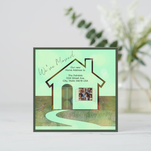 Carte Photo amusante et oiseaux Nous avons déménagé Fair (Debout devant)