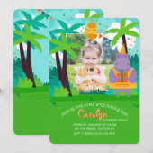 Carte photo Anniversaire Avec Animaux De La Jungle (Devant / Derrière)