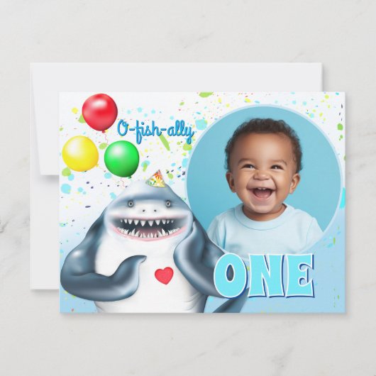 Carte Photo Anniversaire de enfant de requins (Devant)