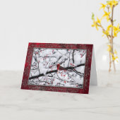 Carte Photo Anniversaire du Cardinal Rouge (Fleur jaune)