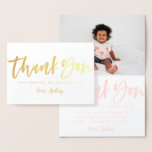 Carte photo anniversaire remerciement feuille méta<br><div class="desc">Carte photo anniversaire feuille métallisée réelle.</div>