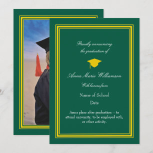 Carte Photo - Annonce de remise de diplôme vert citron a
