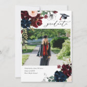 Carte Photo Annonces de Graduation Florale Bourgogne (Devant)