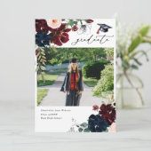 Carte Photo Annonces de Graduation Florale Bourgogne (Debout devant)