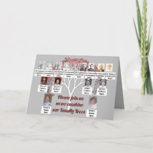 Carte Photo Arbres de famille rose Arbre fractal Gris