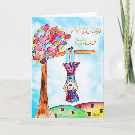 Carte Photo Art Whimsical Anniversaire fille Boho Gold P (Devant)
