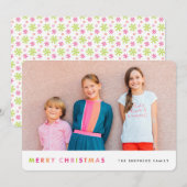 Carte photo au néon moderne de Joyeux Noël (Devant / Derrière)