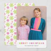 Carte photo au néon moderne de Joyeux Noël (Devant / Derrière)