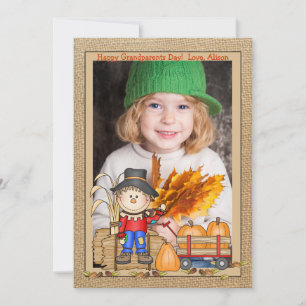 Carte photo avec cadre épouvantail