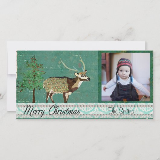 Carte photo Azure Axis Deer Christmas (Devant)