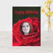 Carte Photo Birthday Card avec une rose rouge classique (Fleur jaune)