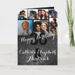 Carte Photo Black Glitter Collage Happy Birthday<br><div class="desc">This cool and cute happy birthday greeting card is perfect for any friend or family member. Objets fonctionnels eight customizable photograph pictures with a monogram name and the quote, "Happy Birthday, " on top of a black "30" (which can be change d to any age) on top of a printed...</div>