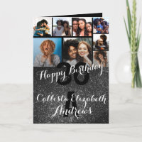 Photo Black Glitter Collage Happy Birthday