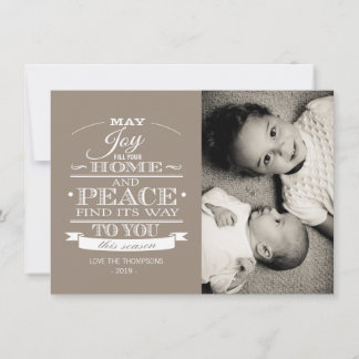 Carte photo blanc neutre de Noël de typographie