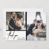 Carte Photo blanche moderne Collage Mariage Merci (Devant)