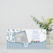 Carte photo bleu de Merci de baby shower de bébé (Debout devant)