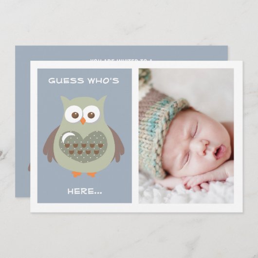 CARTE PHOTO BLEU MIGNON DE FAIRE-PART DE BÉBÉ DE (Devant / Derrière)