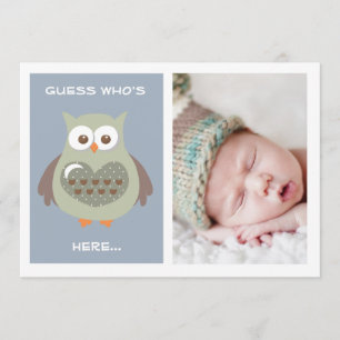 CARTE PHOTO BLEU MIGNON DE FAIRE-PART DE BÉBÉ DE
