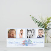 Carte photo bleu Snowmen (Debout devant)