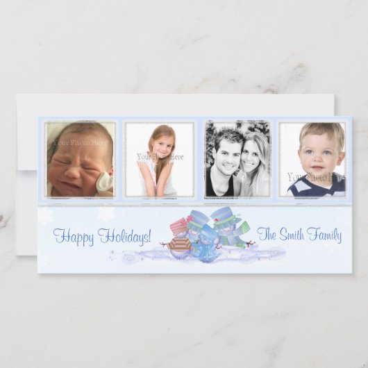 Carte photo bleu Snowmen (Devant)