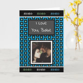 Carte Photo Bleu, Turquoise, Masculine noire (Fleur jaune)