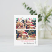 Carte Photo Bleue Rose Verte Joyeuse et Lumineuse (Debout devant)