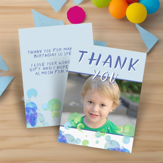 Carte Photo Blue Bubbles Anniversaire de enfant Party