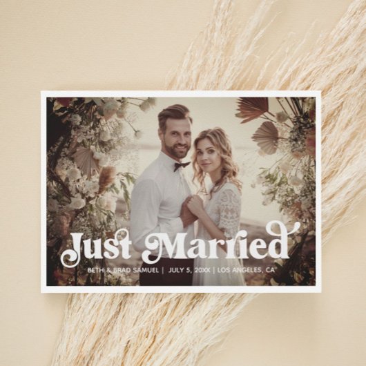 Carte photo Boho Retro Just Married
