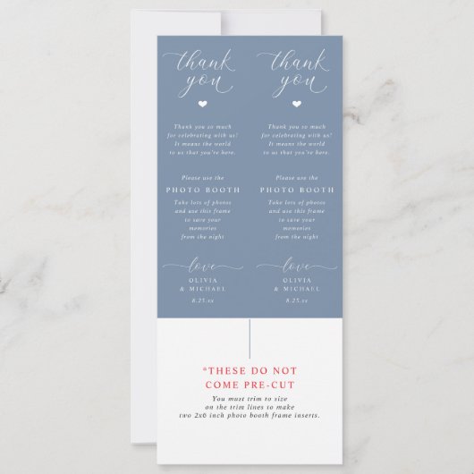 Carte Photo Booth Inserts Dusty Blue Wedding Favors (Devant)
