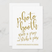 Carte Photo Booth Parties scintillant Or Signe abordable (Devant / Derrière)