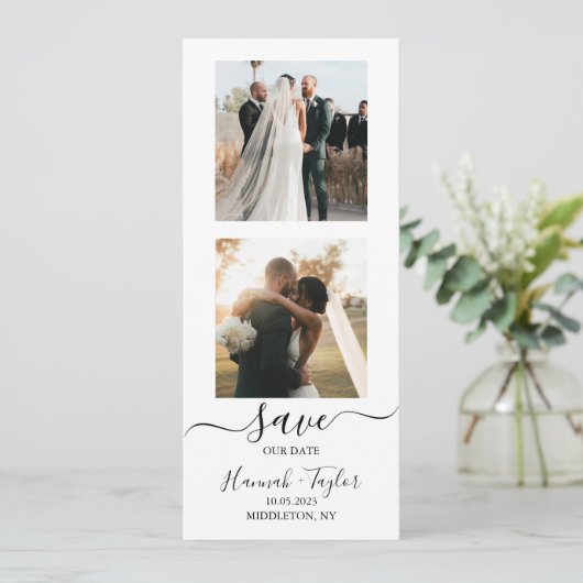 Carte Photo Booth Strip Wedding Enregistrer la date (Debout devant)