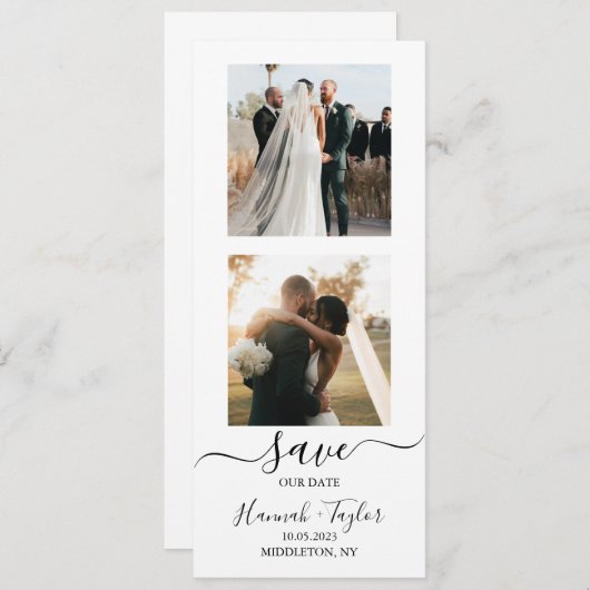 Carte Photo Booth Strip Wedding Enregistrer la date (Devant / Derrière)