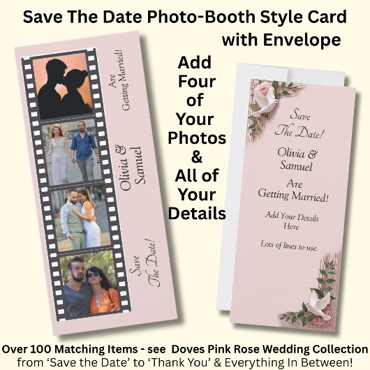 Carte Photo Booth Style Save The Date Flat Card