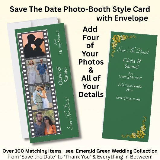 Carte Photo Booth Style Save The Date Flat Card