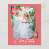 Carte photo Budget Tropical Floral Christmas (Devant)
