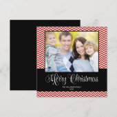 Carte photo Carré de Noël Red Black Chevron (Devant / Derrière)
