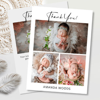 Carte photo carte de remerciements fille bébé