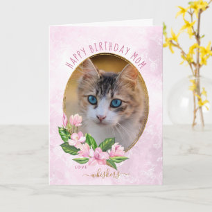 Carte Photo Chat d'or rose moderne Floral Wreath Photo A