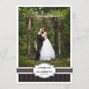 Carte photo chic rose de Merci de mariage