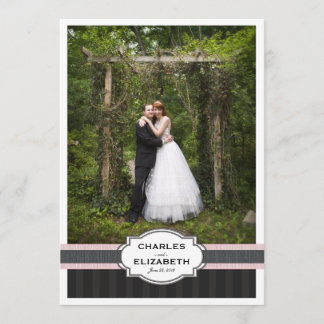 Carte photo chic rose de Merci de mariage