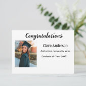 Carte photo classique QR blanc noir élég graduation (Debout devant)